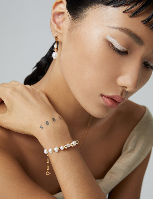 Silver 925 Freshwater Baroque Pearl Bracelet Design Strand