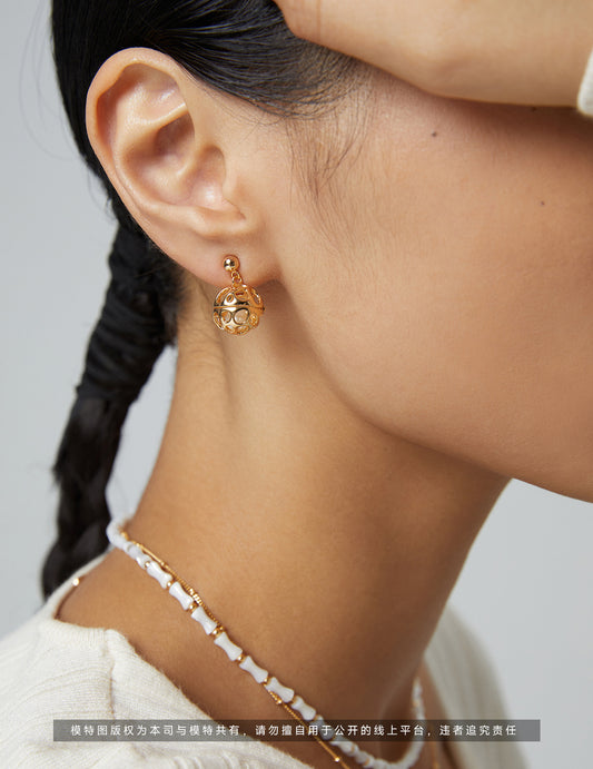 Silver 925 Fluid Lantern Earrings Movable Minimalist Design