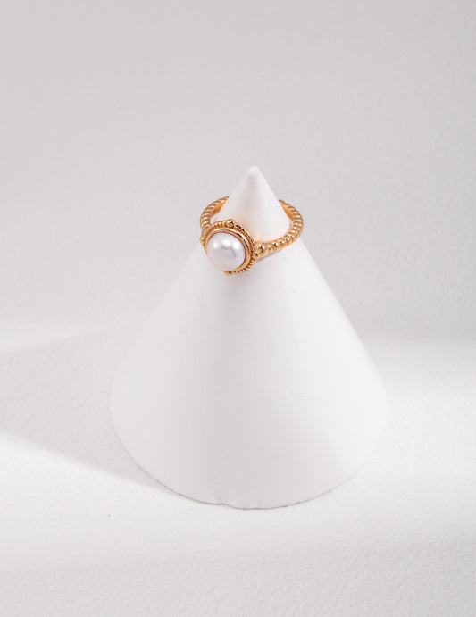 Sterling Silver Freshwater Pearl French Style Simple Ring