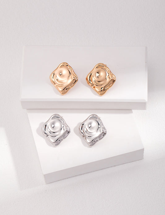 Silver 925 Nuance Line "Ripple" Teardrop Design Earrings