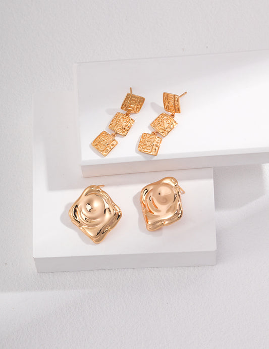 S925 Simple Stud Earrings Minimalist Vintage Style