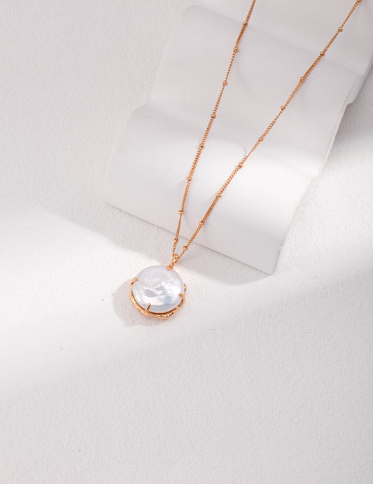 シルバー925 淡水パール フレンチシック シンプルネックレス