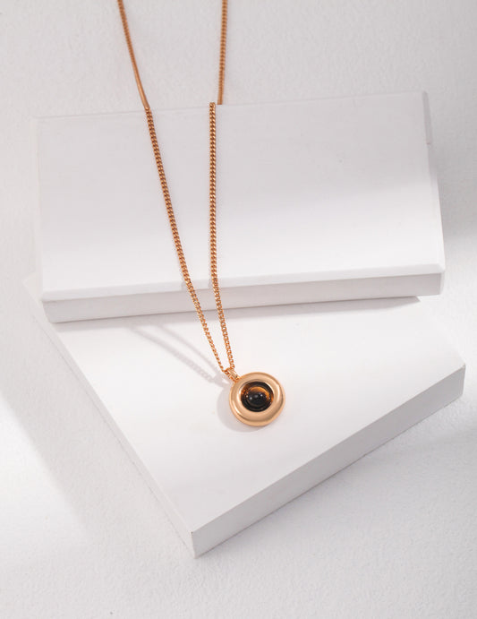S925 Tiger Eye Necklace Minimalist French Style