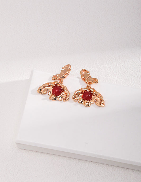 Sterling Silver 925 Agate Butterfly Motif Earrings: Vintage-Inspired Elegance