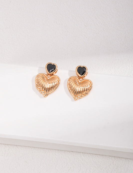 S925 Heart Motif French Minimalist Earrings