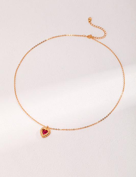 Sterling Silver Heart Cubic Zirconia Necklace Feminine Design