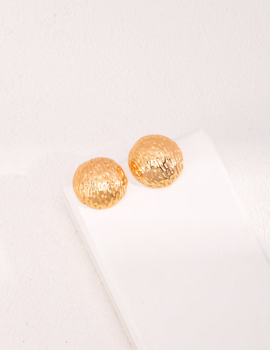 Sterling Silver Hand-carved Hammered Texture Circle Earrings