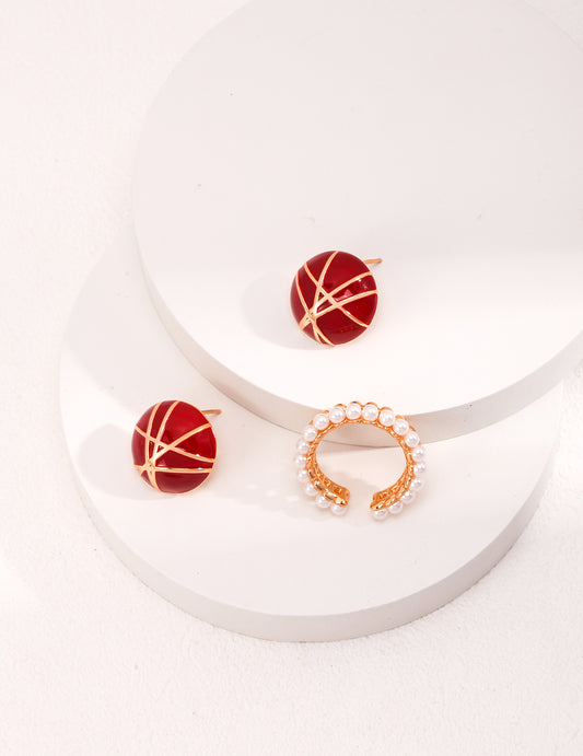 S925 Enamel Drop Earrings French Retro Design