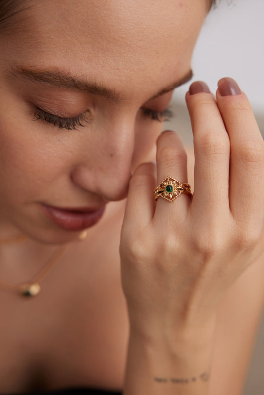 Sterling Silver 925 Zirconia Vintage-style Design Ring