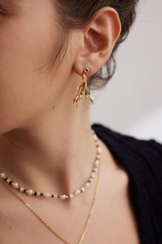 Silver 925 Nuance Line Gold Plated Earrings