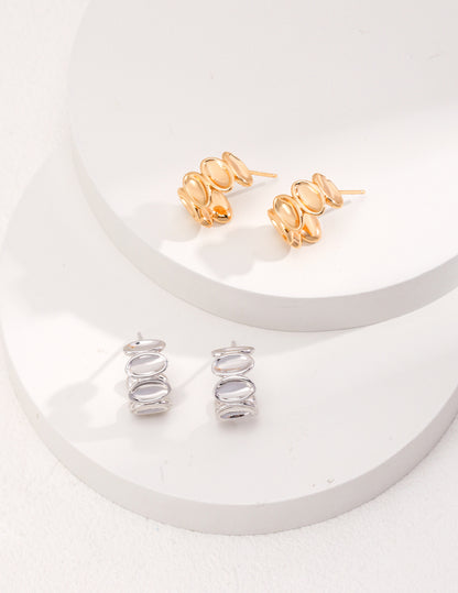 シルバー925 シンプル ピアス ヴィンテージゴールド/プラチナ仕上げ