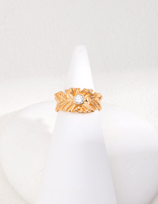 Sterling Silver 925 Zirconia Minimalist Ring Vintage Gold