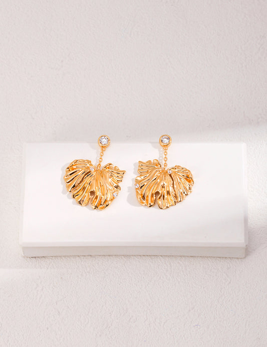 S925 Zirconia Elegant Hoop Earrings 18K Gold Plated