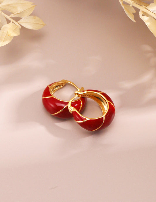 Circle Enamel Earrings - A luxurious design with attention to texture.