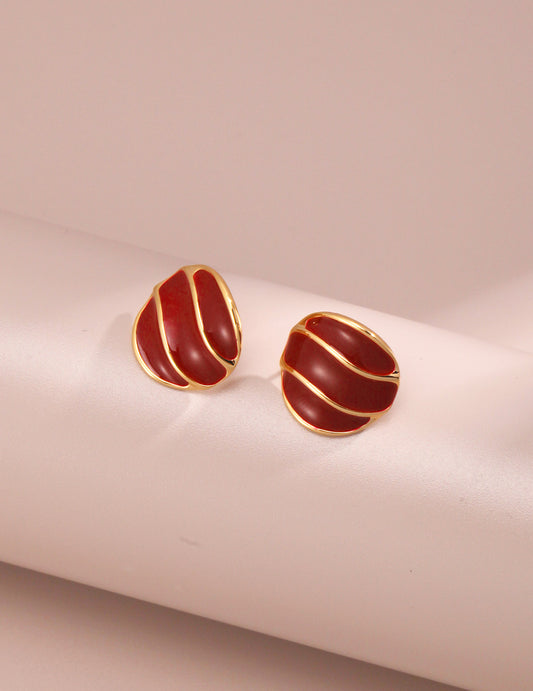 China Red Enamel Earrings: French Style for Your Special Day