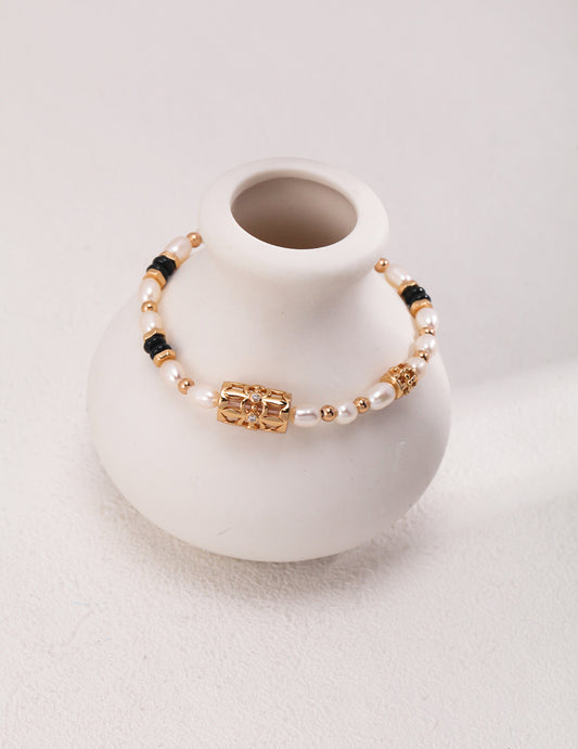 S925 Freshwater Pearl Agate Cubic Zirconia Bracelet