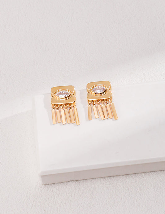 S925 Zirconia Vintage Gold French Earrings