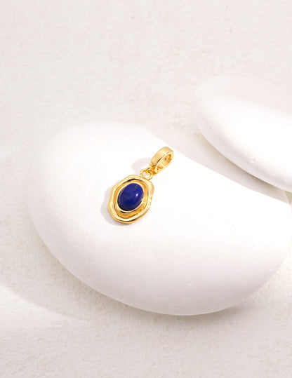 S925 Lapis Lazuli Pendant Top Vintage Gold