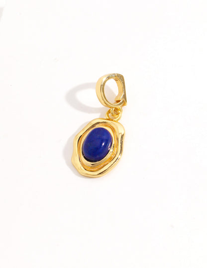 S925 Lapis Lazuli Pendant Top Vintage Gold