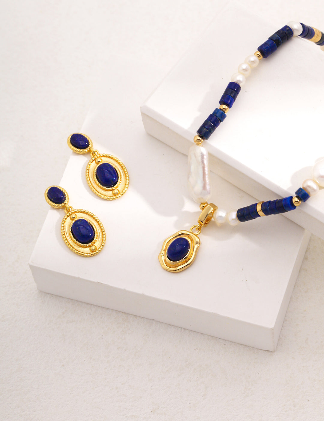 S925 Lapis Lazuli Pendant Top Vintage Gold