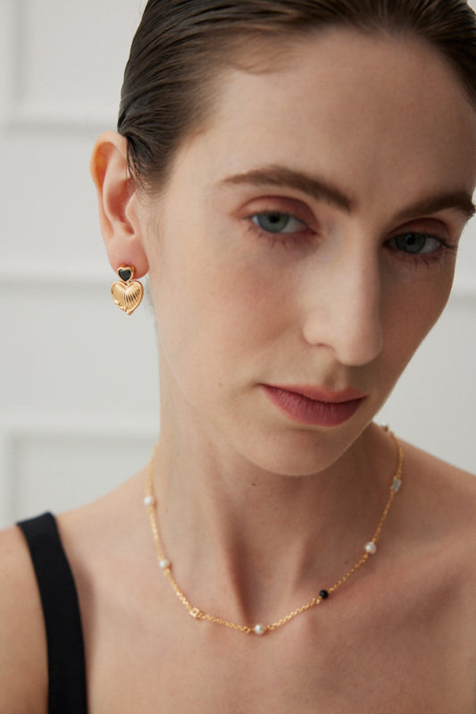 S925 Heart Motif French Minimalist Earrings