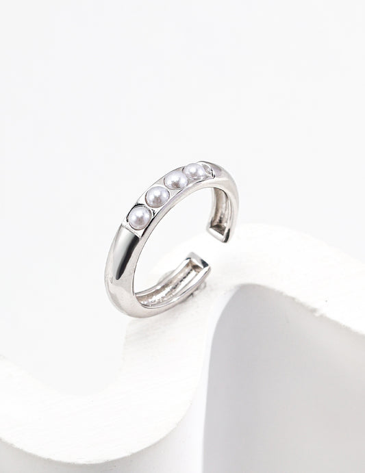 S925 High-Quality Shell Pearl Simple Elegant Ring