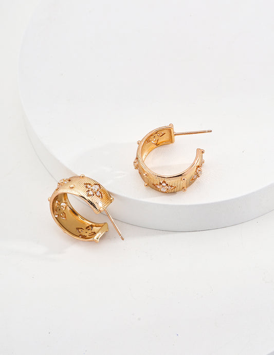 S925 Vintage Zirconia French Minimal Earrings