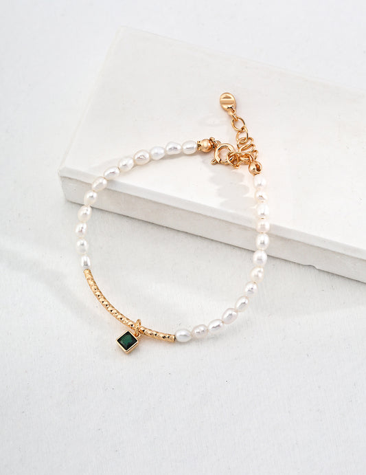 Sterling Silver 925 Freshwater Pearl Chain Bracelet for an Elegant Look