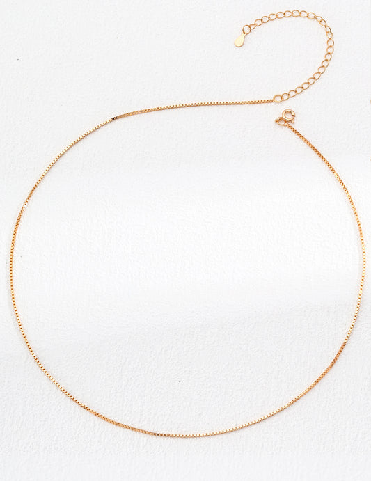 Silver 925 Venetian Chain Necklace with Superior Luster, Box-shaped