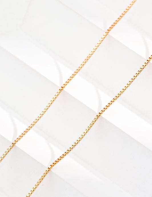 Silver 925 Venetian Chain Necklace with Superior Luster, Box-shaped