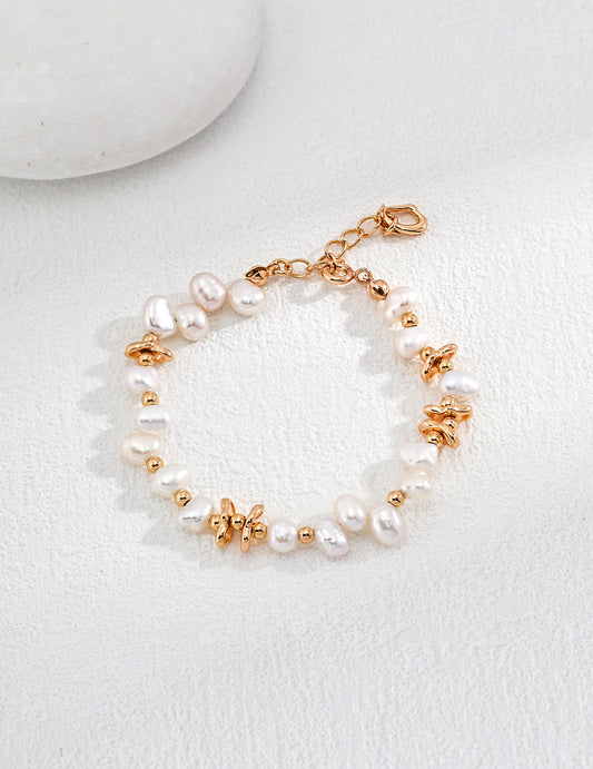 S925 Vintage Gold Freshwater Pearl Bracelet SL0126-2