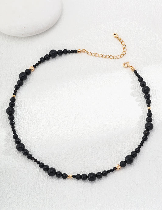 925 Sterling Silver Black Onyx Necklace Vintage Gold