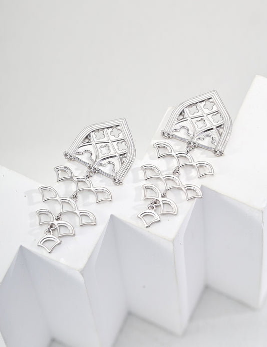 925 Sterling Silver Modern Oriental Earrings New Chinese Style Nuance