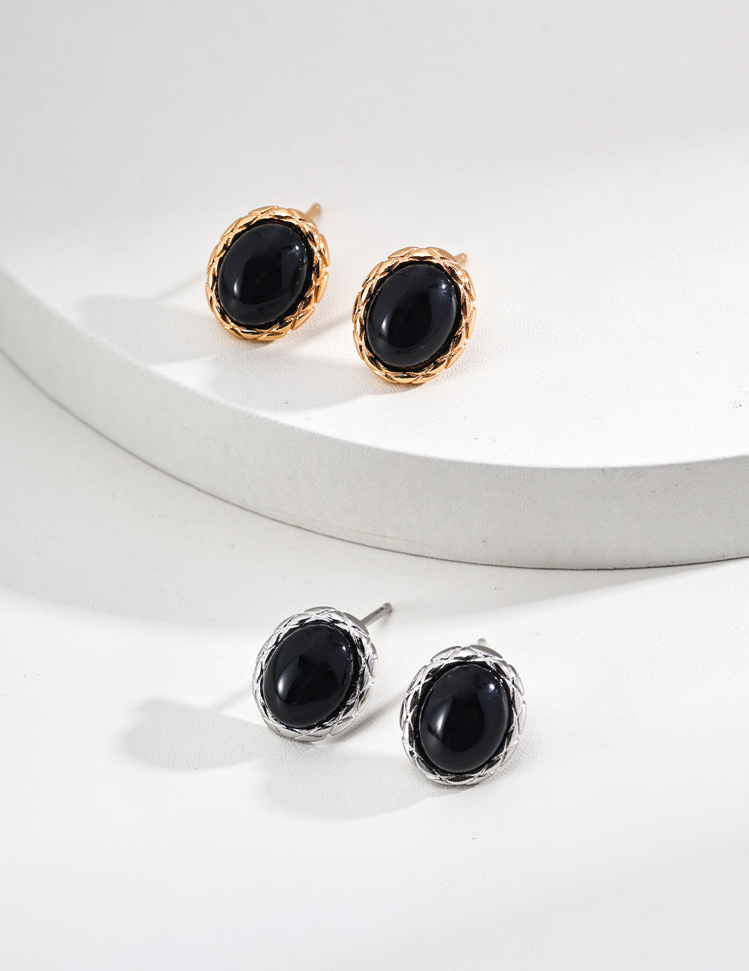 S925 シンプル ブラックオニキス スタッドピアス