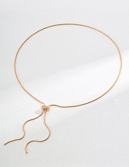 S925 Vintage-Style Zirconia Adjustable Slide Necklace