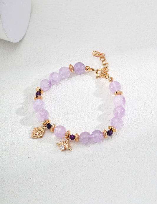 S925 Lavender Amethyst x Zirconia Natural Stone Bracelet