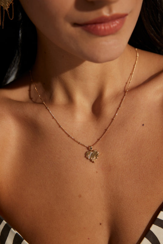 S925 Sterling Silver Heart Motif Zirconia Necklace (D0576)