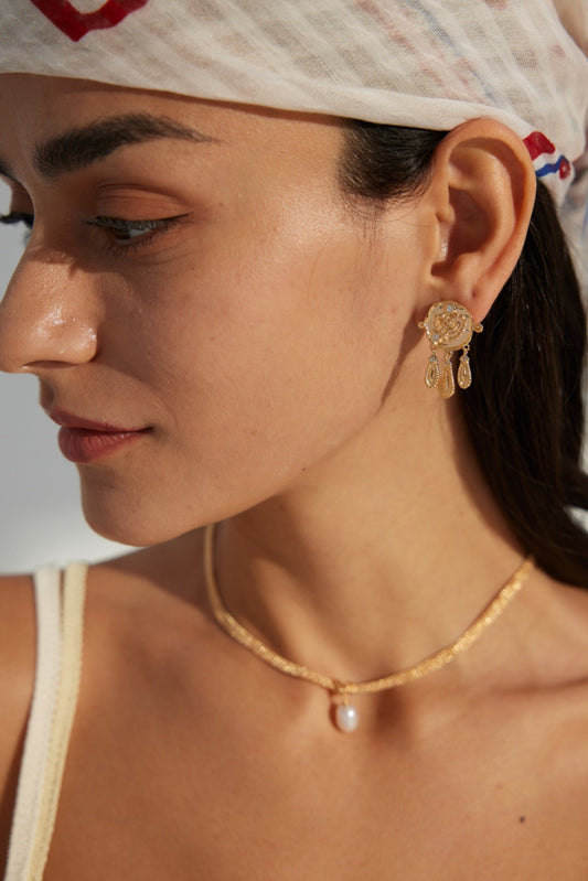 S925 Vintage Style Zirconia Gold-Plated Elegant Earrings