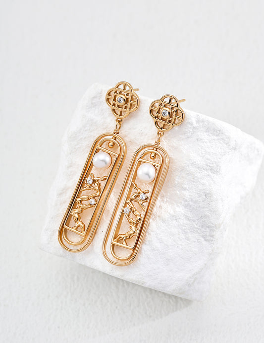 S925 Freshwater Pearl x Cubic Zirconia Classic Design Earrings