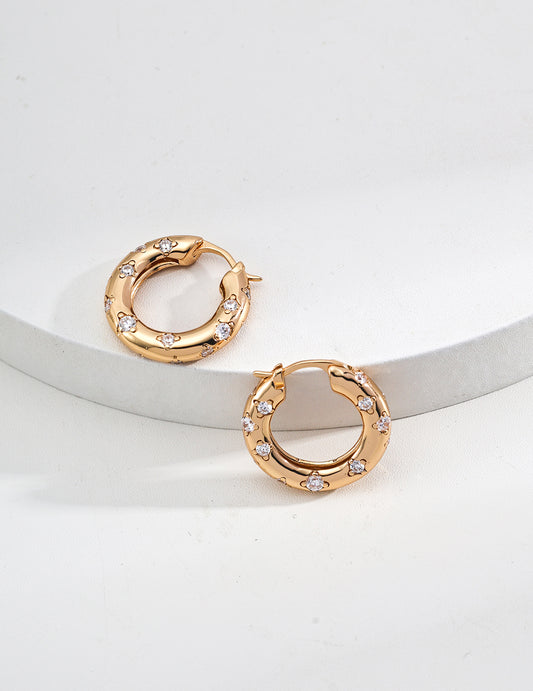 S925 Zirconia Design Earrings, Elegant Gold-Plated E01269