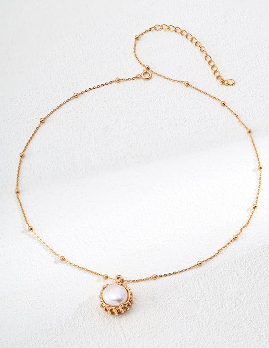 S925 シンプル 淡水パール ペンダント ネックレス 金メッキ D0611
