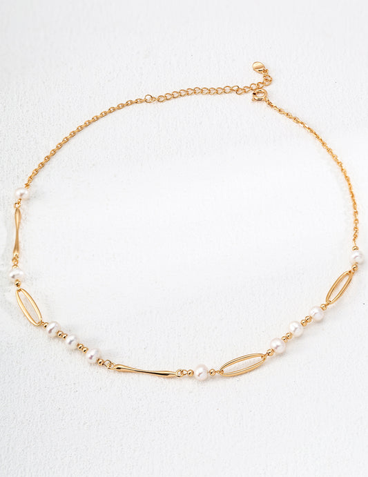S925 Silver Freshwater Pearl French-style Design Necklace