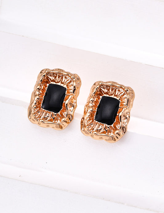 S925 Vintage-Style Black Enamel Drop Earrings