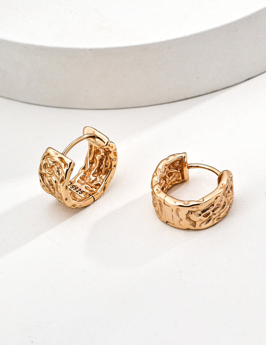 S925 Silver Plain Earrings Antique Vintage Design