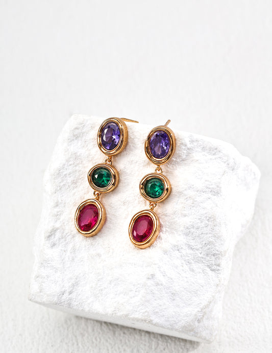 S925 Silver Multi-color Zirconia Elegant Earrings