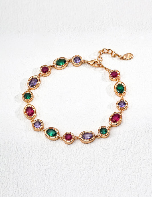 S925 Colorful Zirconia Bracelet Fashion Gold