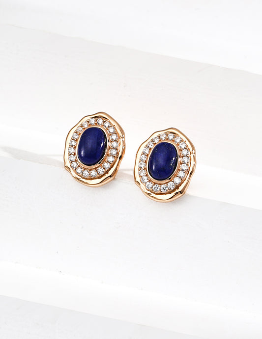 S925 Lapis Lazuli Zirconia Vintage-style Earrings