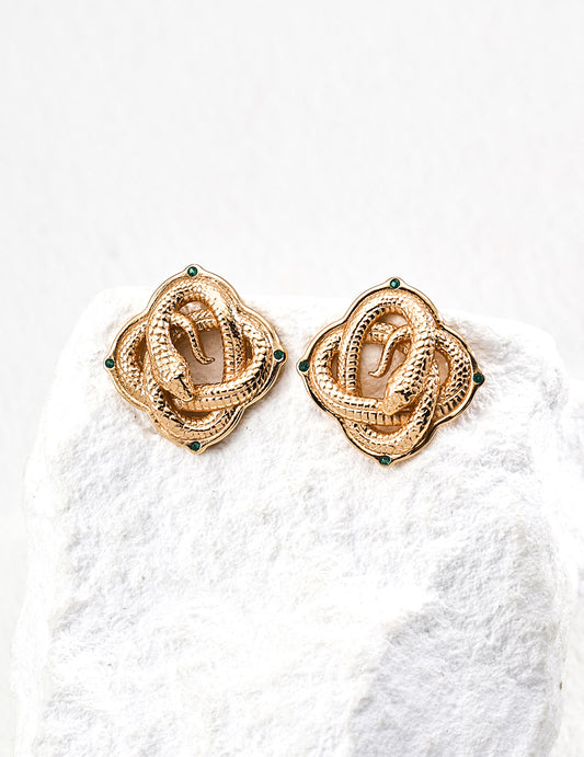 S925 Vintage Green Zirconia Design Earrings