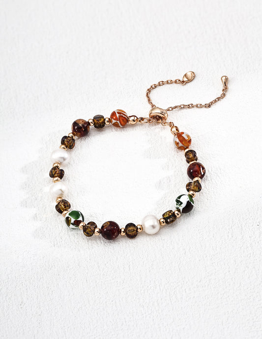 S925 Silver Freshwater Pearl & Illusion Shell Bead Bracelet