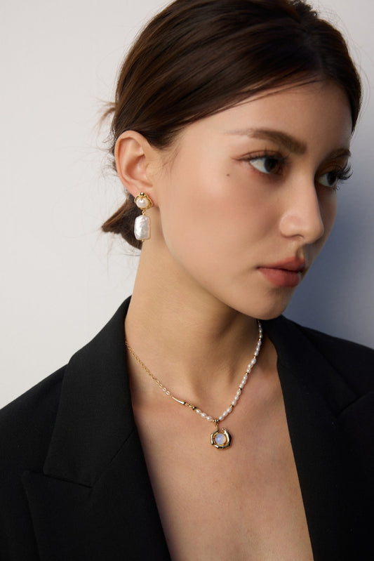 シルバー925 天然石 オパール ニュアンスライン ネックレス